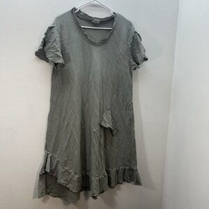 Oh My Gauze! SZ 2 L/XL Tan 100% Cotton Gauze Dress Lagenlook Midi Avant Garde